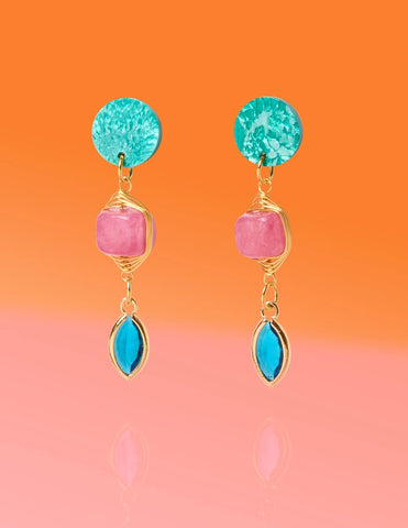 Good Fortune Jade Glam Dangles - Blue