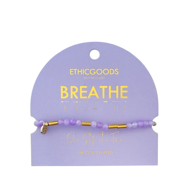 Morse Code Gold & Stone Bracelet - Breathe