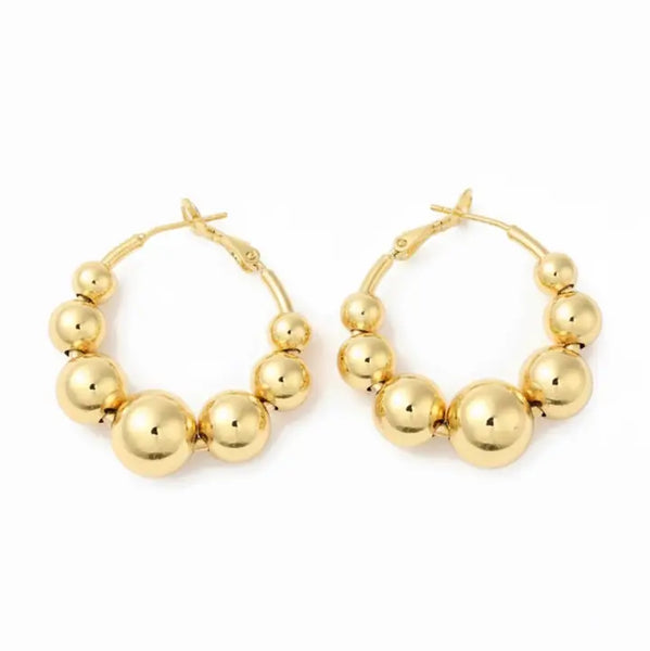 Large Beaded Hoop Earrings
