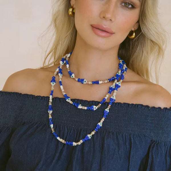 Bone Fish Necklace - Indigo