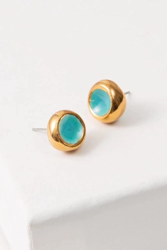 Sculpted Porcelain Stud - Turquoise