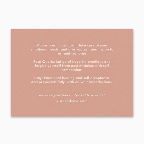 Self Love Healing Gemstone Stacking Bracelet - Moonstone | Rose Quartz | Ruby