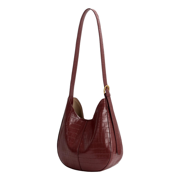 Stefanie Vegan Leather Shoulder Bag - Burgundy