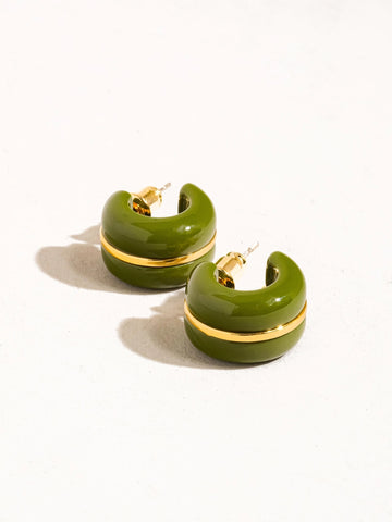 Arlo 18K Small C Hoop Earring - Green
