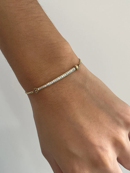 Montessa 18K Cz Adjustable Bar Bracelet