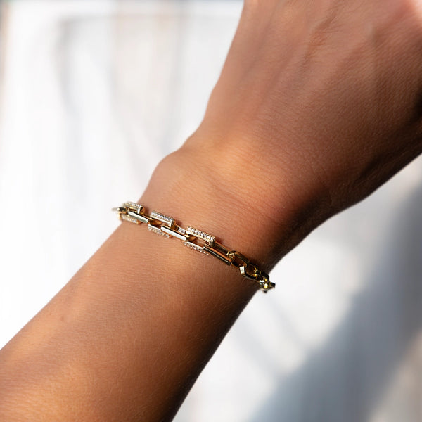 Gold Chain Bracelet Cz Link