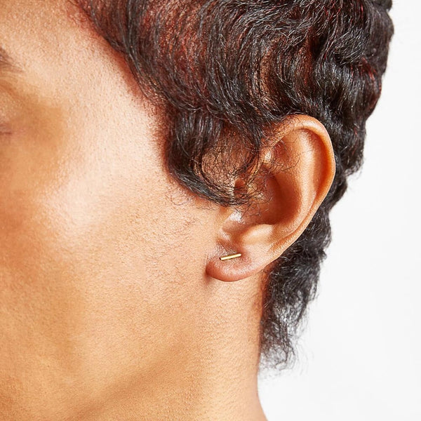 Gold Mini Bar Stud Earrings