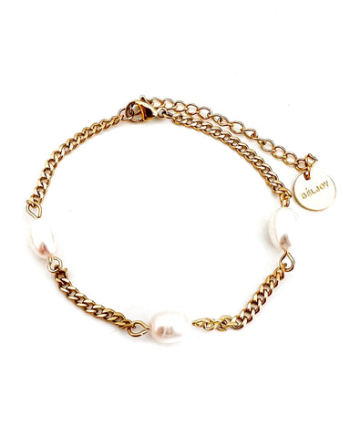 Blinny Cuban Chain Pearl Bracelet