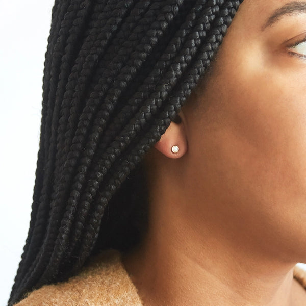 Round Opal Gemstone Stud Earrings