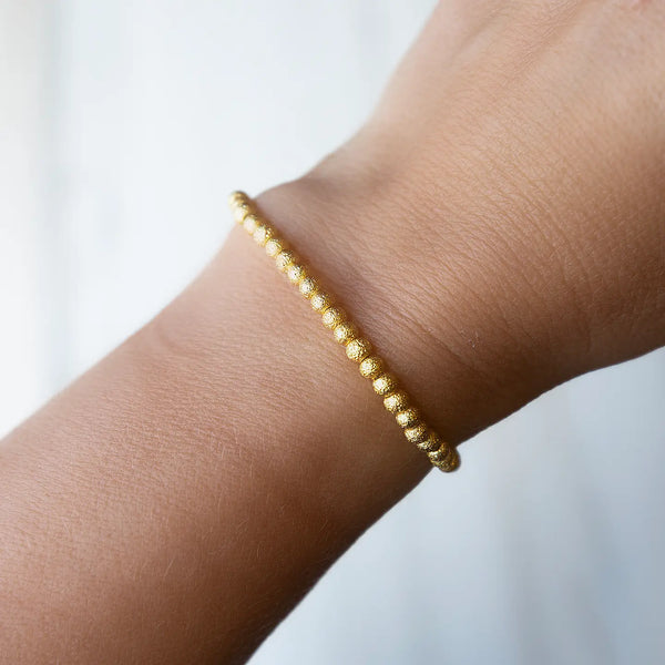 Gold Beaded Bracelets - Textured
