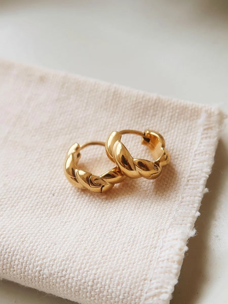 Gold Brea 18K Twisted Hoop Earrings