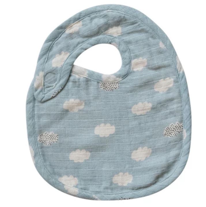 Cotton Double Cloth Baby Bib - Clouds