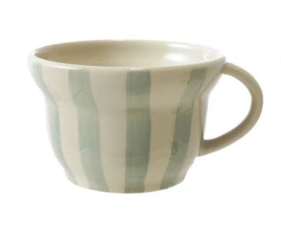 8 oz. Hand-Painted Striped Mug - Blue