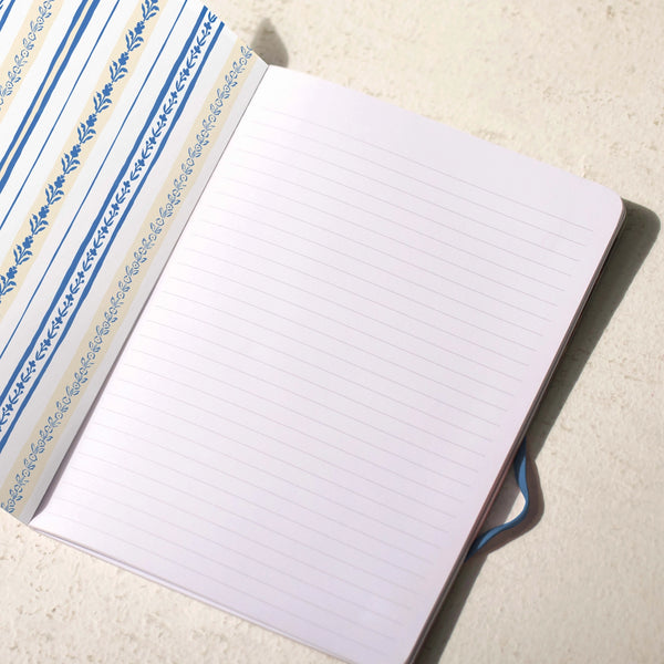 Blue Flower Bouquet Sewn Trio Notebook Set