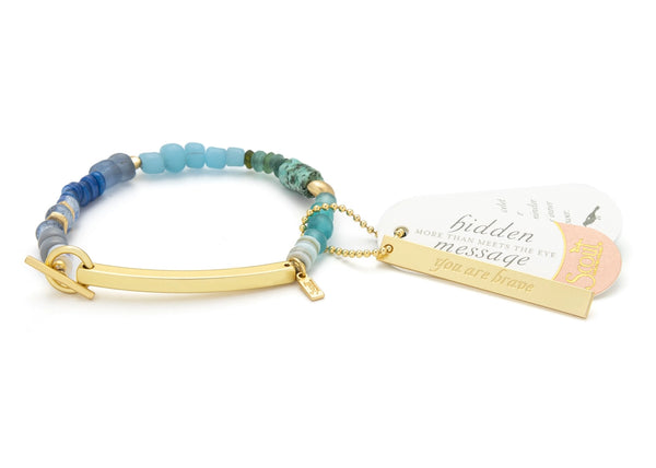 Hidden Message Bracelet - Brave - African Turquoise/Gold