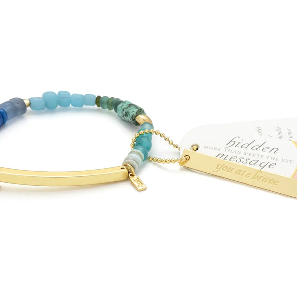 Hidden Message Bracelet - Brave/African Turquoise/Gold