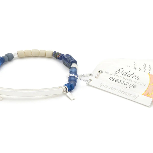 Hidden Message Bracelet - Brave Af - Lapis/Silver