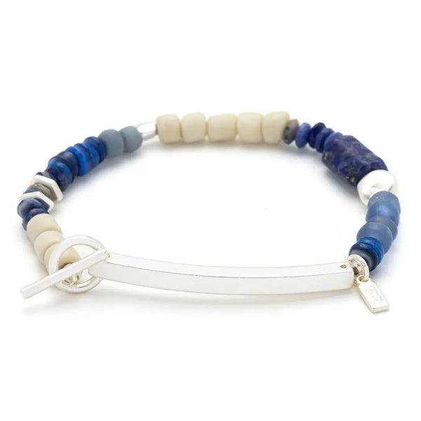 Hidden Message Bracelet - Brave Af - Lapis/Silver