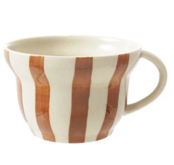8 oz. Hand-Painted Striped Mug - Brown
