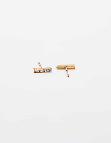 Pavé Gold Bar Stud Earrings