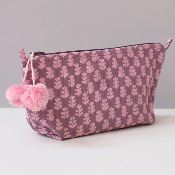 Orchid Pink Block Printed Makeup Pouch