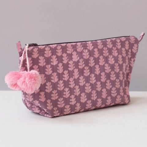 Orchid Pink Block Printed Makeup Pouch