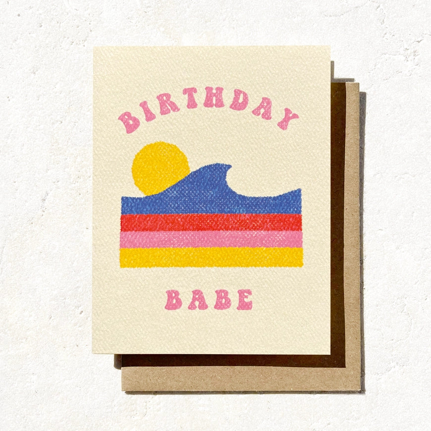 Retro Beach Birthday Babe Card