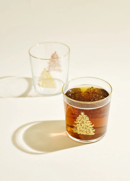 Gold Christmas Tree 12.5 Ounce Glass Tumbler