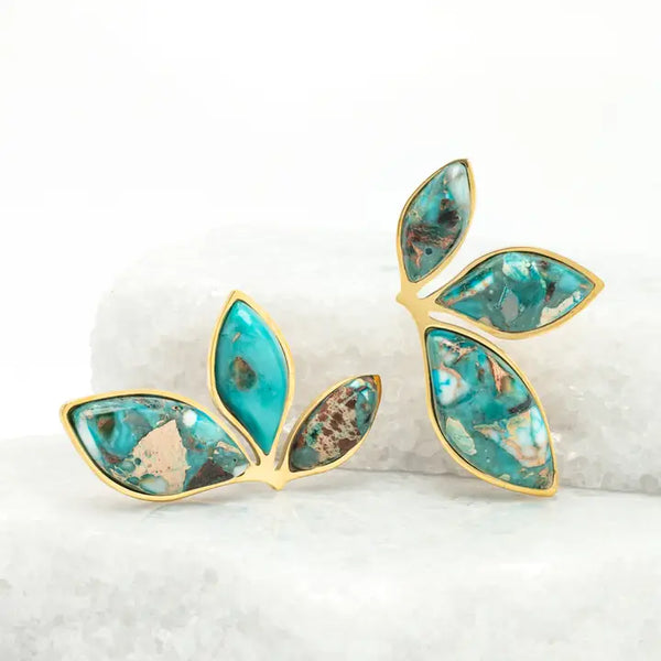 Coastal Leaf Emperor Stone Earrings