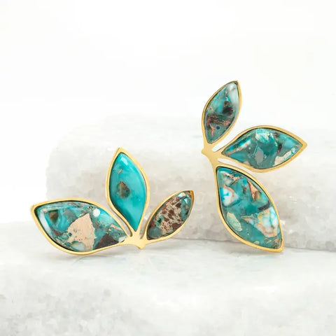 Coastal Leaf Emperor Stone Earrings