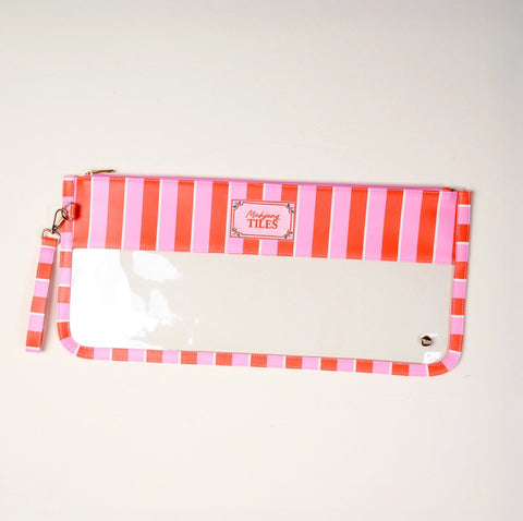 Mahjong Tile Keeper Pouch – Sicily Stripes Pink
