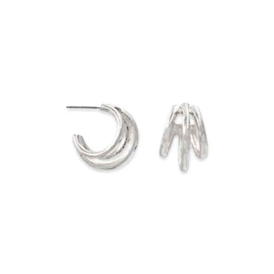 Triple Petite Hoop Earring - Silver