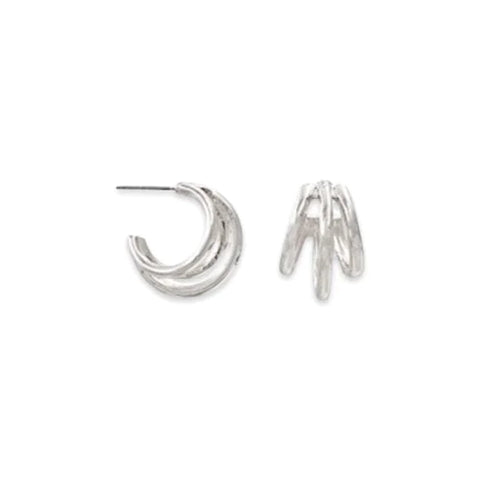 Triple Petite Hoop Earring - Silver