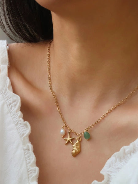 Bonbon 18K Pearl and Shell Charm Necklace