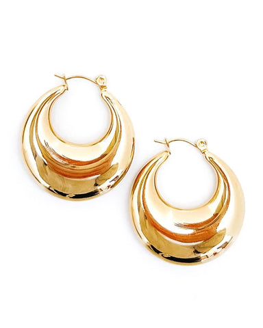 England Gold Croissant Hoop Earrings