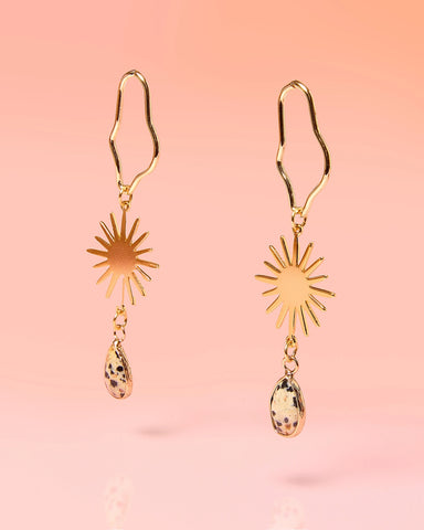 Dalmatian Jasper Abstract Dangle Earrings