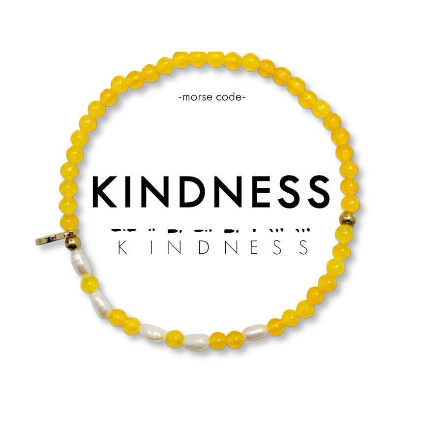 3mm Morse Code Pearl & Stone Bracelet - Kindness