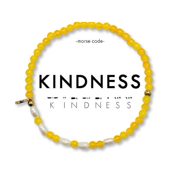 3mm Morse Code Pearl & Stone Bracelet - Kindness