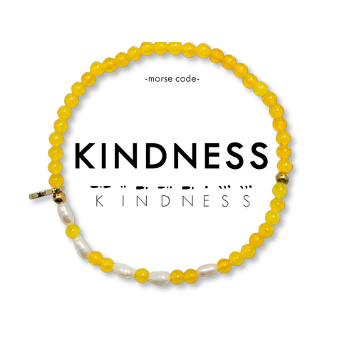 3mm Morse Code Pearl & Stone Bracelet - Kindness