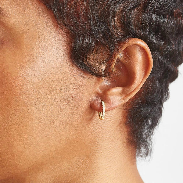 Gold Pave CZ Huggie Hoop Earring