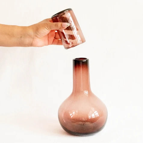 Handblown Glass Carafe with Lid - Amethyst (CANNOT SHIP)