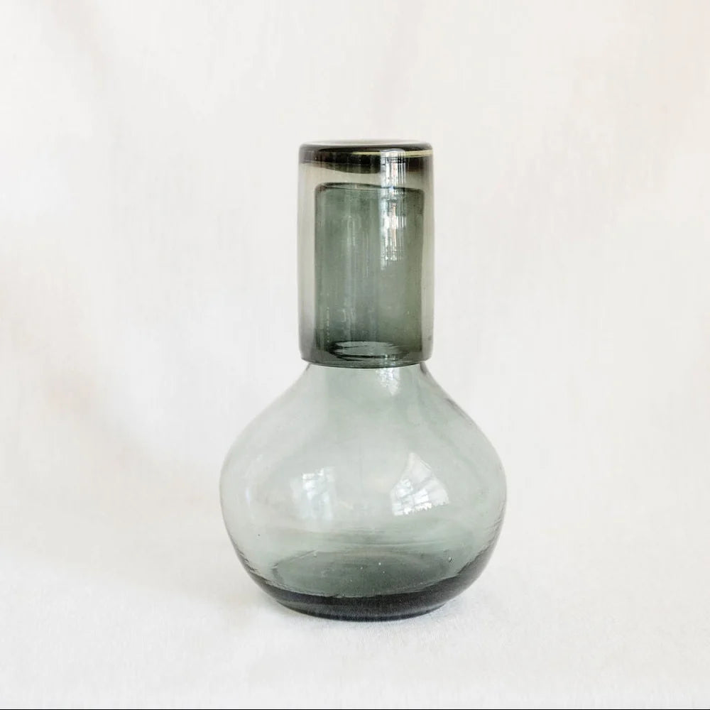 Handblown Glass Carafe with Lid - Black Smoke (CANNOT SHIP)