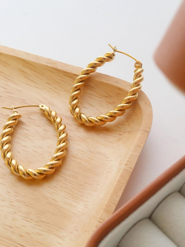 Brook Gold Braided Hoop Earrings