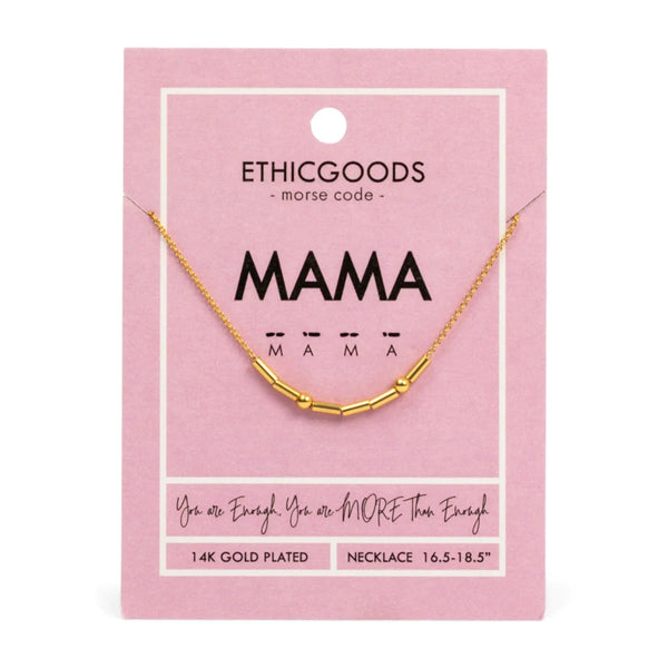 Gold Morse Code Beaded Necklace - Mama