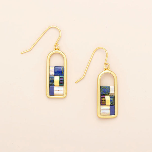 Miyuki Frame Earring - Indigo/Gold