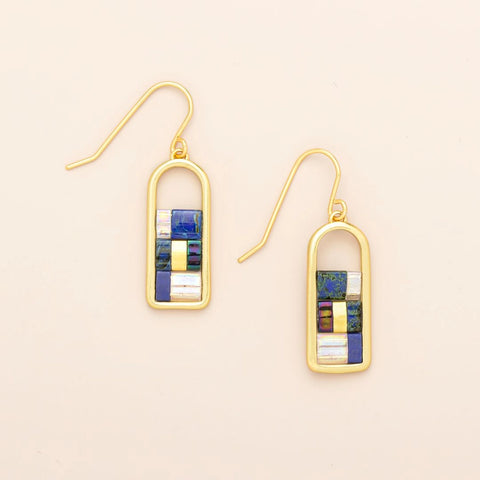 Miyuki Frame Earring - Indigo/Gold