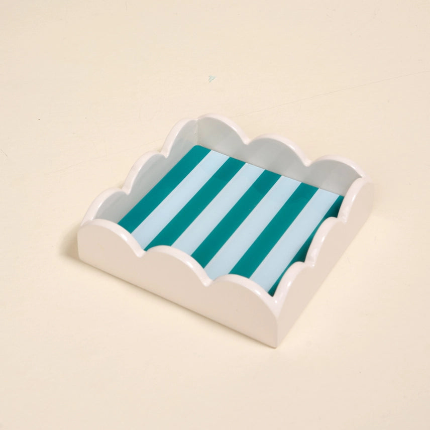 Scallop Trinket Tray – Sicily Stripes Teal