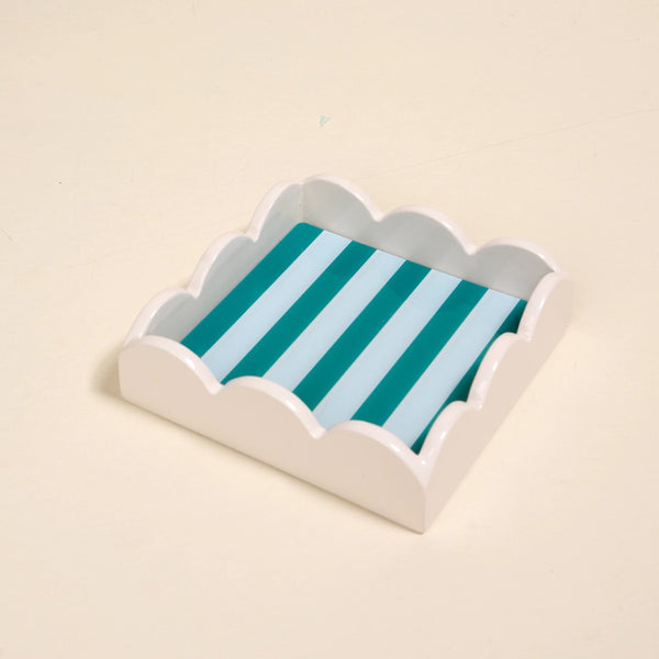 Scallop Trinket Tray – Sicily Stripes Teal