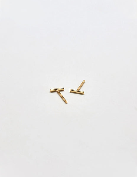 Gold Mini Bar Stud Earrings