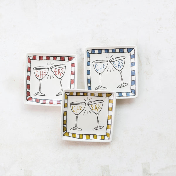 Stoneware Dish "Cheers” - Red